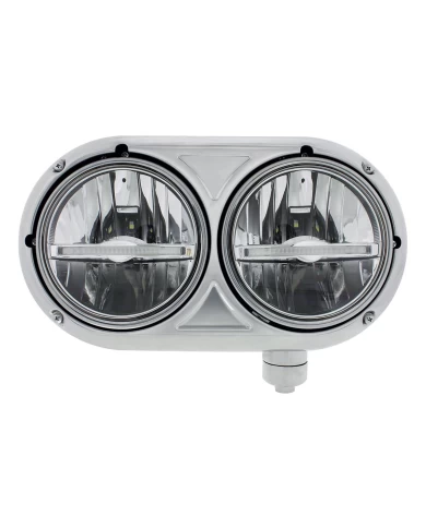 (BOX) STAINLESS PETERBILT 359 LED HEADLIGHT WITH WHITE LED LIGHT BAR - PASSENGER / RIGHT (BOX) STAINLESS PETERBILT 359 LED HEADLIGHT WITH WHITE LED LIGHT BAR - PASSENGER / RIGHT