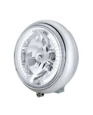 (BOX) CHROME 7" MOTORCYCLE GROOVED HEADLIGHT - WITH 34 WHITE LED BULB (BOX) CHROME 7" MOTORCYCLE GROOVED HEADLIGHT - WITH 34 WHITE LED BULB