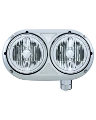 (BOX) 304 STAINLESS STEEL PETERBILT 359 CRYSTAL HALOGEN DUAL HEADLIGHT - PASSENGER