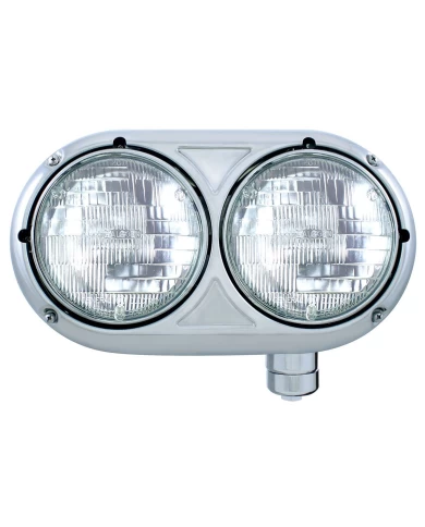 (BOX) 304 STAINLESS STEEL PETERBILT 359 HALOGEN DUAL HEADLIGHT - PASSENGER (BOX) 304 STAINLESS STEEL PETERBILT 359 HALOGEN DUAL HEADLIGHT - PASSENGER