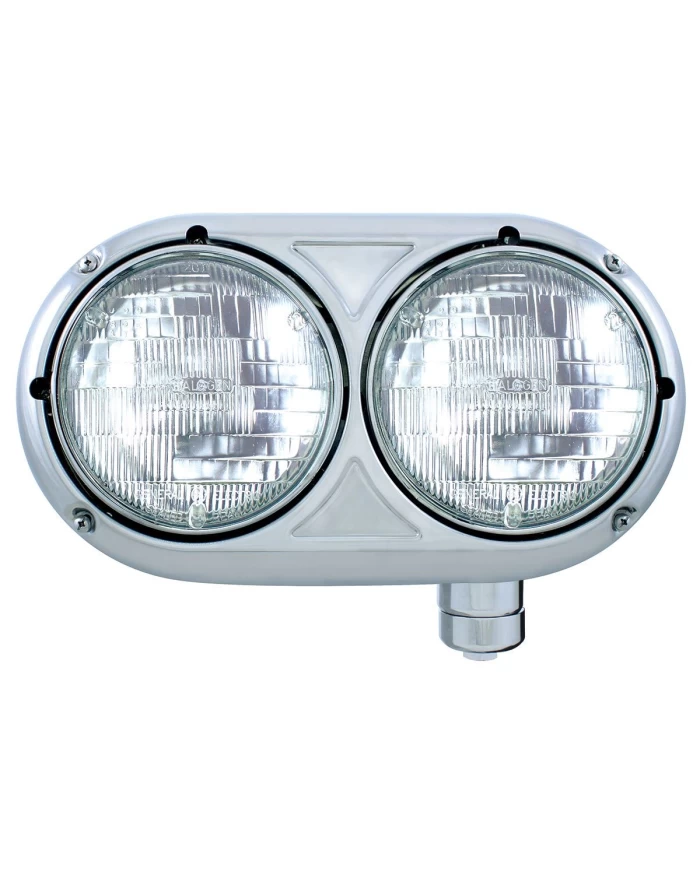 (BOX) 304 STAINLESS STEEL PETERBILT 359 HALOGEN DUAL HEADLIGHT - PASSENGER