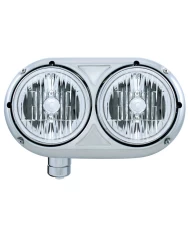 (BOX) 304 STAINLESS STEEL PETERBILT 359 CRYSTAL HALOGEN DUAL HEADLIGHT - DRIVER (BOX) 304 STAINLESS STEEL PETERBILT 359 CRYSTAL HALOGEN DUAL HEADLIGHT - DRIVER