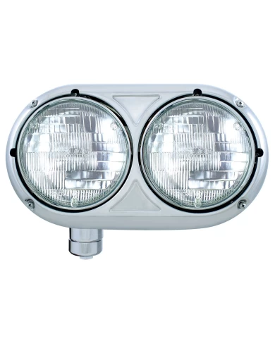 (BOX) 304 STAINLESS STEEL PETERBILT 359 HALOGEN DUAL HEADLIGHT - DRIVER (BOX) 304 STAINLESS STEEL PETERBILT 359 HALOGEN DUAL HEADLIGHT - DRIVER