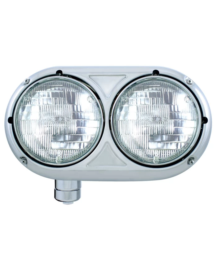 (BOX) 304 STAINLESS STEEL PETERBILT 359 HALOGEN DUAL HEADLIGHT - DRIVER (BOX) 304 STAINLESS STEEL PETERBILT 359 HALOGEN DUAL HEADLIGHT - DRIVER