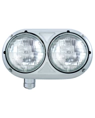 (BOX) 304 STAINLESS STEEL PETERBILT 359 HALOGEN DUAL HEADLIGHT - DRIVER (BOX) 304 STAINLESS STEEL PETERBILT 359 HALOGEN DUAL HEADLIGHT - DRIVER