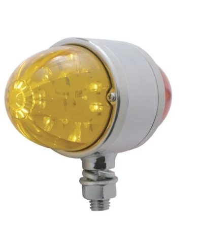 (BULK) CHROME DOUBLE FACE LIGHT BRACKET W/ 17 AMBER/RED LED WATERMELON CAB LIGHT - AMBER/RED LENS (BULK) CHROME DOUBLE FACE LIGHT BRACKET W/ 17 AMBER/RED LED WATERMELON CAB LIGHT - AMBER/RED LENS