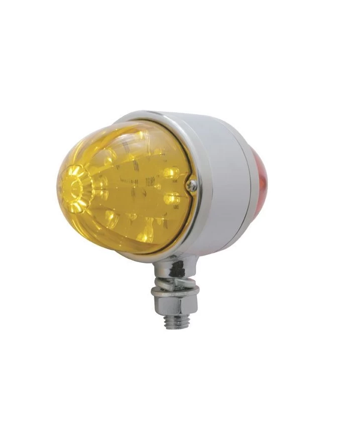 (BULK) CHROME DOUBLE FACE LIGHT BRACKET W/ 17 AMBER/RED LED WATERMELON CAB LIGHT - AMBER/RED LENS (BULK) CHROME DOUBLE FACE LIGHT BRACKET W/ 17 AMBER/RED LED WATERMELON CAB LIGHT - AMBER/RED LENS