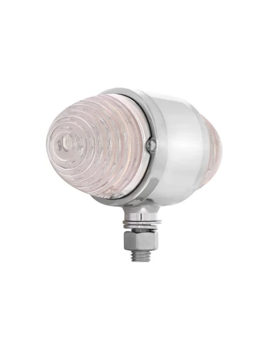 (BULK) CHROME DOUBLE FACE LIGHT BRACKET W/ 17 AMBER/RED LED BEEHIVE CAB LIGHT - AMBER/RED LENS (BULK) CHROME DOUBLE FACE LIGHT BRACKET W/ 17 AMBER/RED LED BEEHIVE CAB LIGHT - AMBER/RED LENS