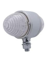 (BULK) CHROME DOUBLE FACE LIGHT BRACKET W/ 17 AMBER/RED LED BEEHIVE CAB LIGHT - CLEAR LENS