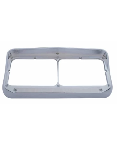 (CARD) CHROME PLASTIC 14 AMBER LED RECTANGULAR HEADLIGHT BEZEL W/ VISOR - CHROME LENS (CARD) CHROME PLASTIC 14 AMBER LED RECTANGULAR HEADLIGHT BEZEL W/ VISOR - CHROME LENS