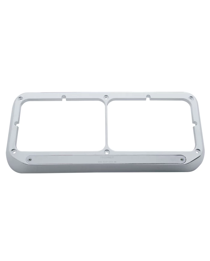 (CARD) CHROME PLASTIC 14 AMBER LED RECTANGULAR HEADLIGHT BEZEL - CHROME LENS