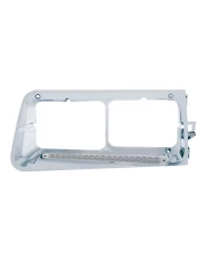 (BOX) LED FREIGHTLINER FLD DRIVER SIDE HEADLIGHT BEZEL WITH 19 LED 12" LIGHT BAR WITH REFLECTOR - AMBER LED/CLEAR LENS