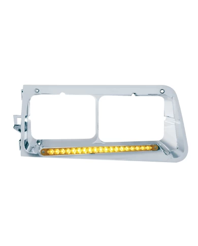 (BOX) LED FREIGHTLINER FLD PASSENGER SIDE HEADLIGHT BEZEL WITH 19 LED 12" LIGHT BAR WITH REFLECTOR - AMBER LED/AMBER LENS (BOX) LED FREIGHTLINER FLD PASSENGER SIDE HEADLIGHT BEZEL WITH 19 LED 12" LIGHT BAR WITH REFLECTOR - AMBER LED/AMBER LENS