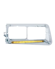 (BOX) LED FREIGHTLINER FLD PASSENGER SIDE HEADLIGHT BEZEL WITH 19 LED 12" LIGHT BAR WITH REFLECTOR - AMBER LED/AMBER LENS
