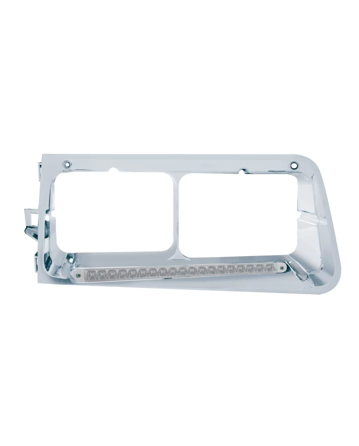 (BOX) LED FREIGHTLINER FLD PASSENGER SIDE HEADLIGHT BEZEL WITH 19 LED 12" LIGHT BAR WITH REFLECTOR - AMBER LED/CLEAR LENS