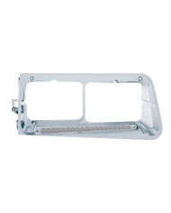 (BOX) LED FREIGHTLINER FLD PASSENGER SIDE HEADLIGHT BEZEL WITH 19 LED 12" LIGHT BAR WITH REFLECTOR - AMBER LED/CLEAR LENS