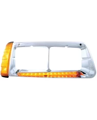 (BOX) 14 AMBER LED FREIGHTLINER FLD PASSENGER SIDE HEADLIGHT BEZEL WITH TURN SIGNAL - AMBER LENS