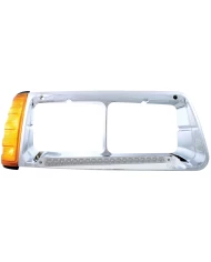 (BOX) 19 AMBER LED FREIGHTLINER FLD PASSENGER SIDE HEADLIGHT BEZEL WITH TURN SIGNAL - CLEAR LENS