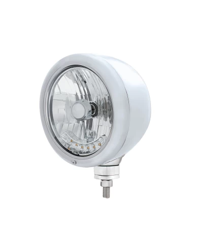 (BOX) 7" CLASSIC HEADLIGHT WITH 6 AMBER AUXILIARY LED - STAINLESS STEEL HOUSING (BOX) 7" CLASSIC HEADLIGHT WITH 6 AMBER AUXILIARY LED - STAINLESS STEEL HOUSING