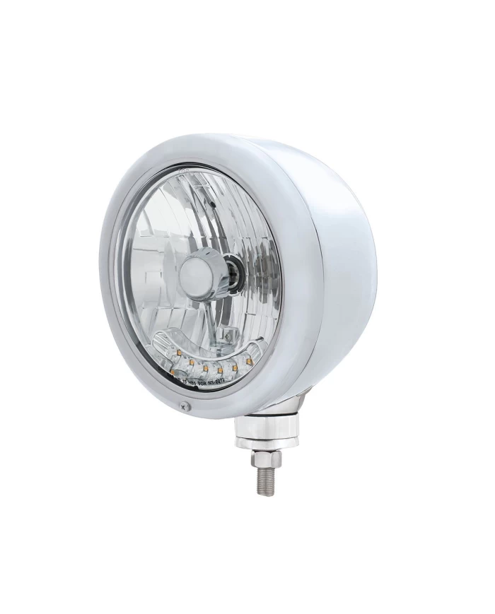 (BOX) 7" CLASSIC HEADLIGHT WITH 6 AMBER AUXILIARY LED - STAINLESS STEEL HOUSING (BOX) 7" CLASSIC HEADLIGHT WITH 6 AMBER AUXILIARY LED - STAINLESS STEEL HOUSING