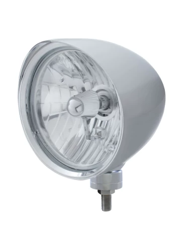 (BOX) CHROME ALUMINUM 7" BILLET STYLE "CHOPPER" MOTOR VEHICLE/TRUCK MOUNT HEADLIGHT WITH SMOOTH VISOR - CRYSTAL H4 HALOGEN (BOX) CHROME ALUMINUM 7" BILLET STYLE "CHOPPER" MOTOR VEHICLE/TRUCK MOUNT HEADLIGHT WITH SMOOTH VISOR - CRYSTAL H4 HALOGEN