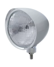 (BOX) CHROME ALUMINUM 7" BILLET STYLE "CHOPPER" MOTOR VEHICLE/TRUCK MOUNT HEADLIGHT WITH SMOOTH VISOR - H6024 HALOGEN