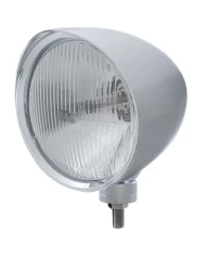 (BOX) CHROME ALUMINUM 7" BILLET STYLE "CHOPPER" MOTOR VEHICLE/TRUCK MOUNT HEADLIGHT WITH SMOOTH VISOR - H4 HALOGEN