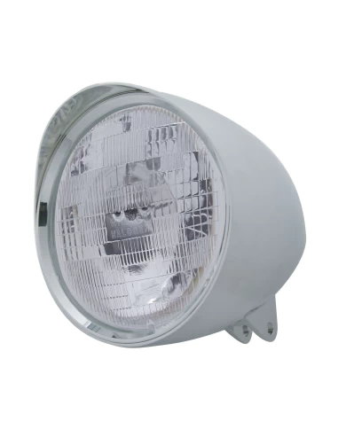 (BOX) CHROME ALUMINUM 7" BILLET STYLE "CHOPPER" MOTORCYCLE MOUNT HEADLIGHT WITH SMOOTH VISOR - H6024 HALOGEN (BOX) CHROME ALUMINUM 7" BILLET STYLE "CHOPPER" MOTORCYCLE MOUNT HEADLIGHT WITH SMOOTH VISOR - H6024 HALOGEN