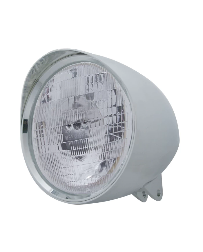 (BOX) CHROME ALUMINUM 7" BILLET STYLE "CHOPPER" MOTORCYCLE MOUNT HEADLIGHT WITH SMOOTH VISOR - H6024 HALOGEN (BOX) CHROME ALUMINUM 7" BILLET STYLE "CHOPPER" MOTORCYCLE MOUNT HEADLIGHT WITH SMOOTH VISOR - H6024 HALOGEN