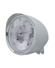 (BOX) CHROME ALUMINUM 7" BILLET STYLE "CHOPPER" MOTORCYCLE MOUNT HEADLIGHT WITH SMOOTH VISOR - H6024 HALOGEN (BOX) CHROME ALUMINUM 7" BILLET STYLE "CHOPPER" MOTORCYCLE MOUNT HEADLIGHT WITH SMOOTH VISOR - H6024 HALOGEN