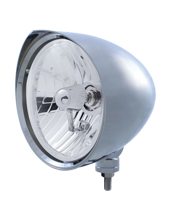 (BOX) CHROME ALUMINUM 7" BILLET STYLE "CHOPPER" MOTOR VEHICLE/TRUCK MOUNT HEADLIGHT WITH RAZOR VISOR - CRYSTAL H4 HALOGEN (BOX) CHROME ALUMINUM 7" BILLET STYLE "CHOPPER" MOTOR VEHICLE/TRUCK MOUNT HEADLIGHT WITH RAZOR VISOR - CRYSTAL H4 HALOGEN