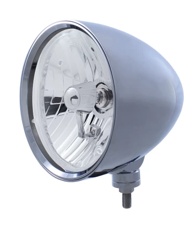 (BOX) CHROME ALUMINUM 7" BILLET STYLE "CHOPPER" MOTOR VEHICLE/TRUCK MOUNT HEADLIGHT WITH SMOOTH VISOR - CRYSTAL H4 HALOGEN (BOX) CHROME ALUMINUM 7" BILLET STYLE "CHOPPER" MOTOR VEHICLE/TRUCK MOUNT HEADLIGHT WITH SMOOTH VISOR - CRYSTAL H4 HALOGEN