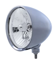 (BOX) CHROME ALUMINUM 7" BILLET STYLE "CHOPPER" MOTOR VEHICLE/TRUCK MOUNT HEADLIGHT WITH SMOOTH VISOR - CRYSTAL H4 HALOGEN (BOX) CHROME ALUMINUM 7" BILLET STYLE "CHOPPER" MOTOR VEHICLE/TRUCK MOUNT HEADLIGHT WITH SMOOTH VISOR - CRYSTAL H4 HALOGEN
