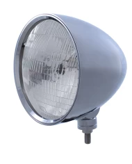(BOX) CHROME ALUMINUM 7" BILLET STYLE "CHOPPER" MOTOR VEHICLE/TRUCK MOUNT HEADLIGHT WITH SMOOTH VISOR - H6024 HALOGEN