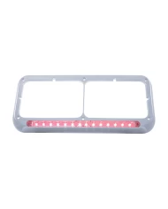 (CARD) CHROME PLASTIC 14 RED LED RECTANGULAR HEADLIGHT BEZEL - CLEAR LENS (CARD) CHROME PLASTIC 14 RED LED RECTANGULAR HEADLIGHT BEZEL - CLEAR LENS