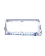 (BOX) LED FREIGHTLINER FLD DRIVER SIDE HEADLIGHT BEZEL WITH 14 LED 12" LIGHT BAR - BLUE LED/CLEAR LENS (BOX) LED FREIGHTLINER FLD DRIVER SIDE HEADLIGHT BEZEL WITH 14 LED 12" LIGHT BAR - BLUE LED/CLEAR LENS