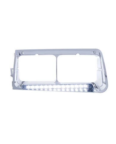 (BOX) LED FREIGHTLINER FLD DRIVER SIDE HEADLIGHT BEZEL WITH 14 LED 12" LIGHT BAR - WHITE LED/CLEAR LENS (BOX) LED FREIGHTLINER FLD DRIVER SIDE HEADLIGHT BEZEL WITH 14 LED 12" LIGHT BAR - WHITE LED/CLEAR LENS