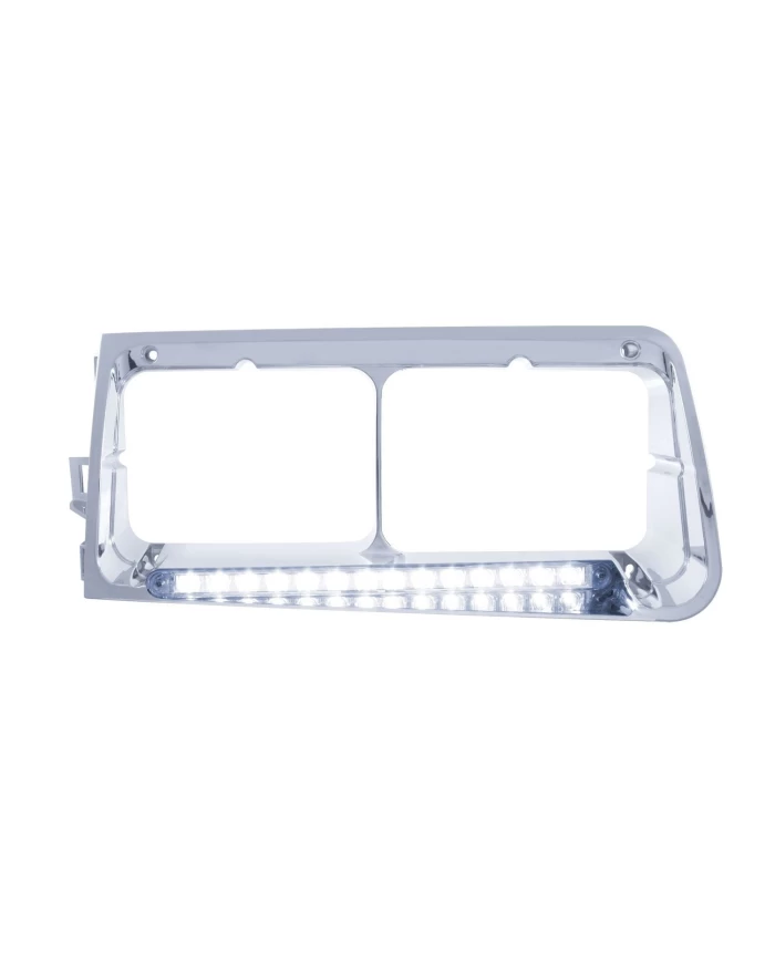 (BOX) LED FREIGHTLINER FLD DRIVER SIDE HEADLIGHT BEZEL WITH 14 LED 12" LIGHT BAR - WHITE LED/CLEAR LENS (BOX) LED FREIGHTLINER FLD DRIVER SIDE HEADLIGHT BEZEL WITH 14 LED 12" LIGHT BAR - WHITE LED/CLEAR LENS