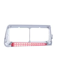(BOX) LED FREIGHTLINER FLD PASSENGER SIDE HEADLIGHT BEZEL WITH 14 LED 12" LIGHT BAR - RED LED/CLEAR LENS