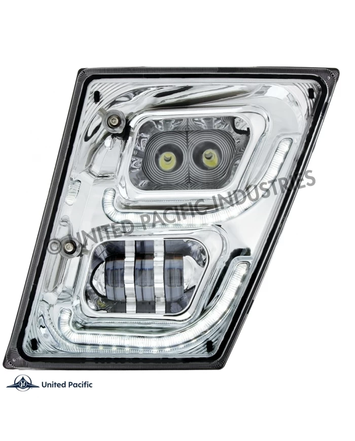 (CBOX) CHROME HIGH POWER LED FOG LIGHT WITH LED DAYTIME RUNNING LIGHT & LED POSITION LIGHT FOR 2013-2017 VOLVO VN/VNL - DRIVER (CBOX) CHROME HIGH POWER LED FOG LIGHT WITH LED DAYTIME RUNNING LIGHT & LED POSITION LIGHT FOR 2013-2017 VOLVO VN/VNL - DRIVER