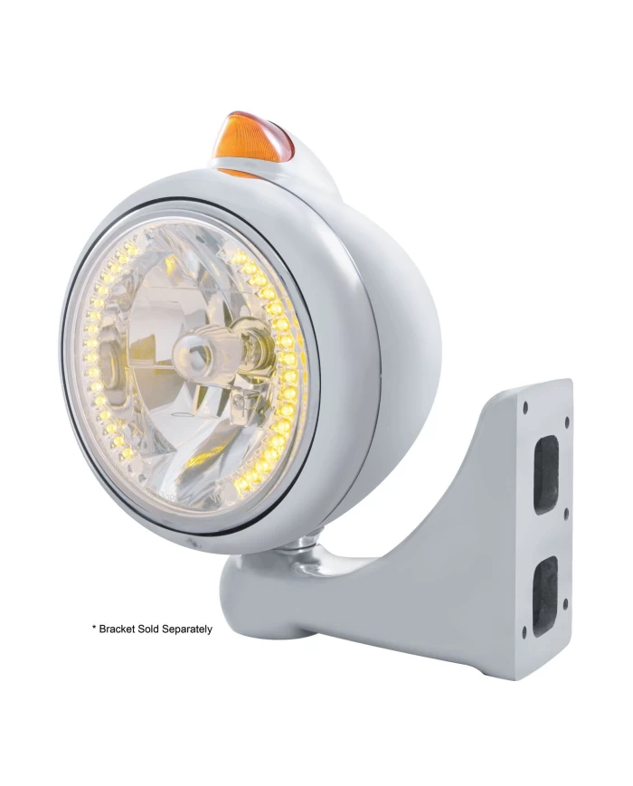 (BOX) S.S. "GUIDE" PETERBILT HEADLIGHT 34 AMB LED CRYSTAL HALOGEN W/ 5 AMB LED VINTAGE 682-C SERIES 2 TOP MOUNT LIGHT - AMBER LE (BOX) S.S. "GUIDE" PETERBILT HEADLIGHT 34 AMB LED CRYSTAL HALOGEN W/ 5 AMB LED VINTAGE 682-C SERIES 2 TOP MOUNT LIGHT - AMBER LE