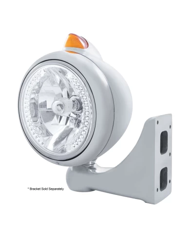 (BOX) S.S. "GUIDE" PETERBILT HEADLIGHT 34 WHT LED CRYSTAL HALOGEN W/ 5 AMB LED VINTAGE 682-C SERIES 2 TOP MOUNT LIGHT - AMBER LE (BOX) S.S. "GUIDE" PETERBILT HEADLIGHT 34 WHT LED CRYSTAL HALOGEN W/ 5 AMB LED VINTAGE 682-C SERIES 2 TOP MOUNT LIGHT - AMBER LE