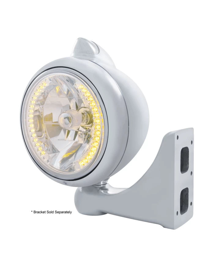 (BOX) CR. "GUIDE" PETERBILT HEADLIGHT 34 AMB LED CRYSTAL HALOGEN W/ 5 AMB LED VINTAGE 682-C SERIES 2 TOP MOUNT LIGHT - CLEAR LE