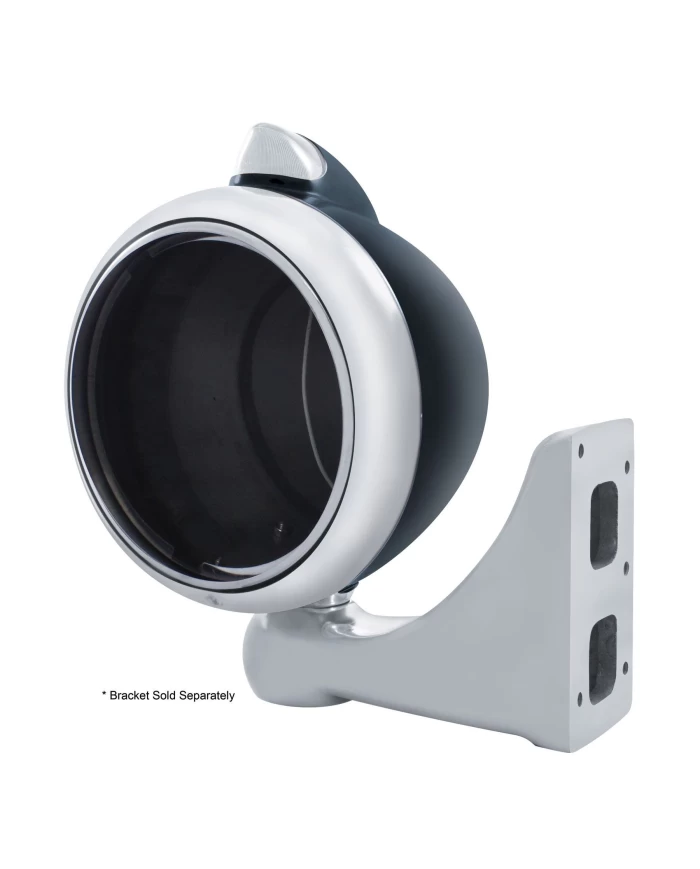 (BOX) BLK. "GUIDE" PETERBILT HEADLIGHT W/ 5 AMBER LED VINTAGE 682-C SERIES 2 TOP MOUNT LIGHT - CLEAR LENS