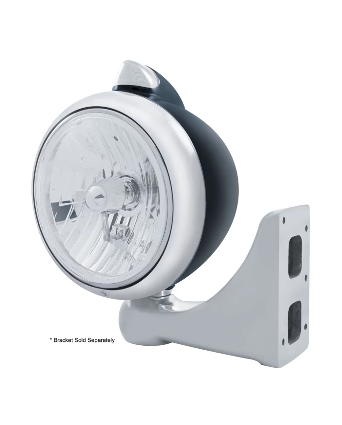 (BOX) BLK. "GUIDE" PETERBILT HEADLIGHT CRYSTAL H4 HALOGEN W/ 5 AMBER LED VINTAGE 682-C SERIES 2 TOP MOUNT LIGHT - CLEAR LENS (BOX) BLK. "GUIDE" PETERBILT HEADLIGHT CRYSTAL H4 HALOGEN W/ 5 AMBER LED VINTAGE 682-C SERIES 2 TOP MOUNT LIGHT - CLEAR LENS