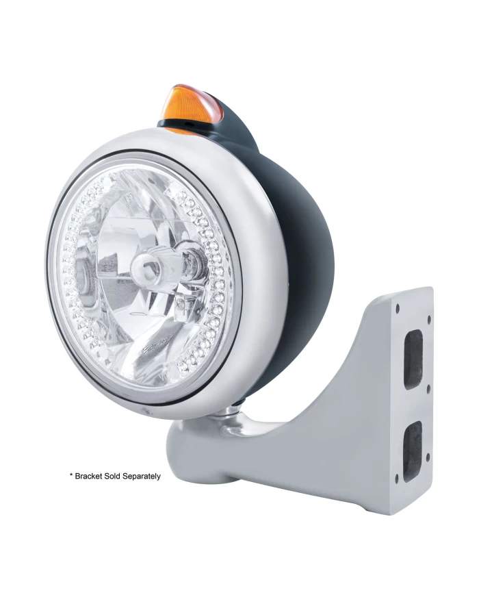 (BOX) BLK. "GUIDE" PETERBILT HEADLIGHT 34 WHT LED CRYSTAL HALOGEN W/ 5 AMB LED VINTAGE 682-C SERIES 2 TOP MOUNT LIGHT - AMBER LE (BOX) BLK. "GUIDE" PETERBILT HEADLIGHT 34 WHT LED CRYSTAL HALOGEN W/ 5 AMB LED VINTAGE 682-C SERIES 2 TOP MOUNT LIGHT - AMBER LE