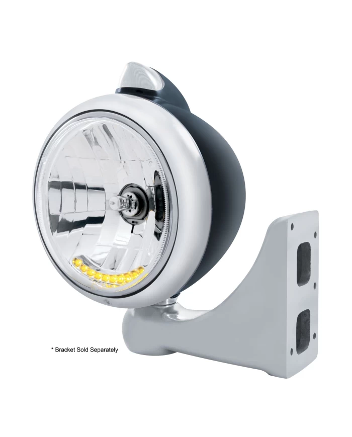 (BOX) BLK. "GUIDE" PETERBILT HEADLIGHT 10 AMB LED CRYSTAL HALOGEN W/ 5 AMB LED VINTAGE 682-C SERIES 2 TOP MOUNT LIGHT - CLEAR LE (BOX) BLK. "GUIDE" PETERBILT HEADLIGHT 10 AMB LED CRYSTAL HALOGEN W/ 5 AMB LED VINTAGE 682-C SERIES 2 TOP MOUNT LIGHT - CLEAR LE