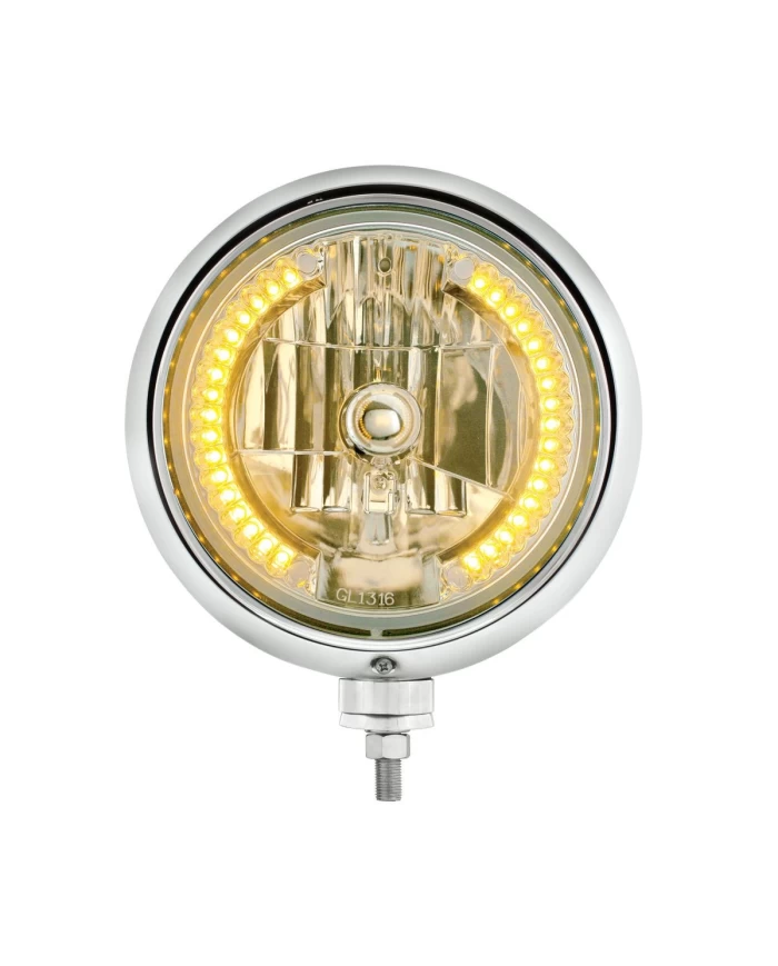 (BOX) "GUIDE" STYLE HOT ROD HEADLIGHT - 34 AMBER LED CRYSTAL HALOGEN (BOX) "GUIDE" STYLE HOT ROD HEADLIGHT - 34 AMBER LED CRYSTAL HALOGEN