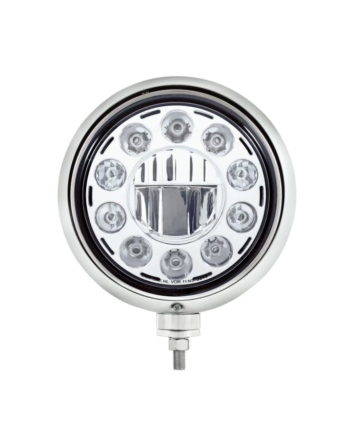 (BOX) "GUIDE" STYLE HOT ROD HEADLIGHT - CHROME 11 LED (BOX) "GUIDE" STYLE HOT ROD HEADLIGHT - CHROME 11 LED