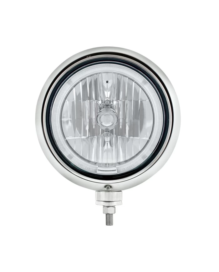 (BOX) "GUIDE" STYLE HOT ROD HEADLIGHT - WHITE LED HALO RIM